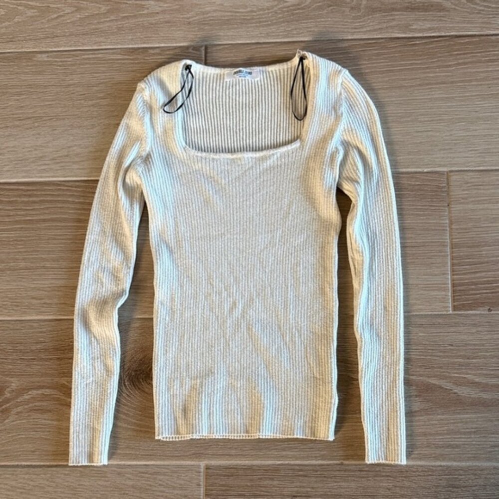 Double Zero Beige Ribbed Knitwear